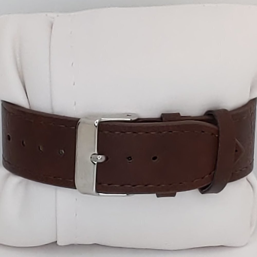 Men's Quartz Field Watch Black Case Brown Leather Strap 42mm - Picture 11 of 11